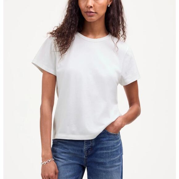 Madewell Cotton Perfect Crewneck Tee Womens XL White Short Sleeve Classic Fit - Picture 1 of 7